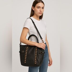 LIMITED EDITION Liebeskind "The New York Bag" Rose Gold Studded Leather Tote